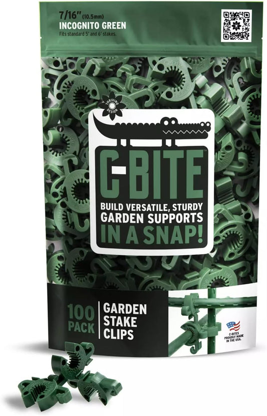 Plant Support Clips for Trellis, Garden Stakes, Wire Fence, Climbing Plants, Indoor Gardening, Hydroponics Systems, and Vines | Durable Gardening Clips (Incognito Green - 100 Pack)