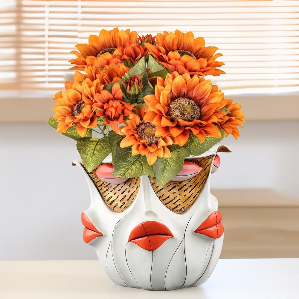 New Picassos Abstract Beauty Face Flower Pot, Colorful Abstract Head Plant Pots, Interesting Decorative Flower Resin Flower Pot, Unique Flower Pots for Home Art Decoration (A1)