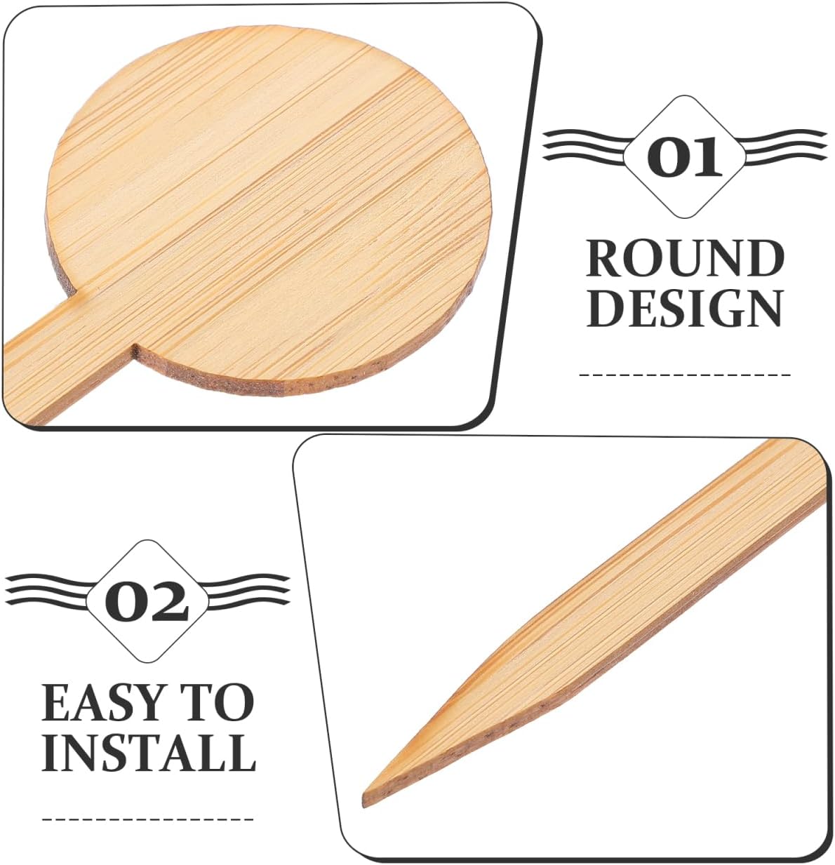 VICASKY 20Pcs Miniature Wooden Plant Labels - Round Head Garden Markers for Flowers, Herbs & Potted Plants, Indoor & Outdoor Decor (3.93 x 1.57 Inch, Wooden Sign Tags)