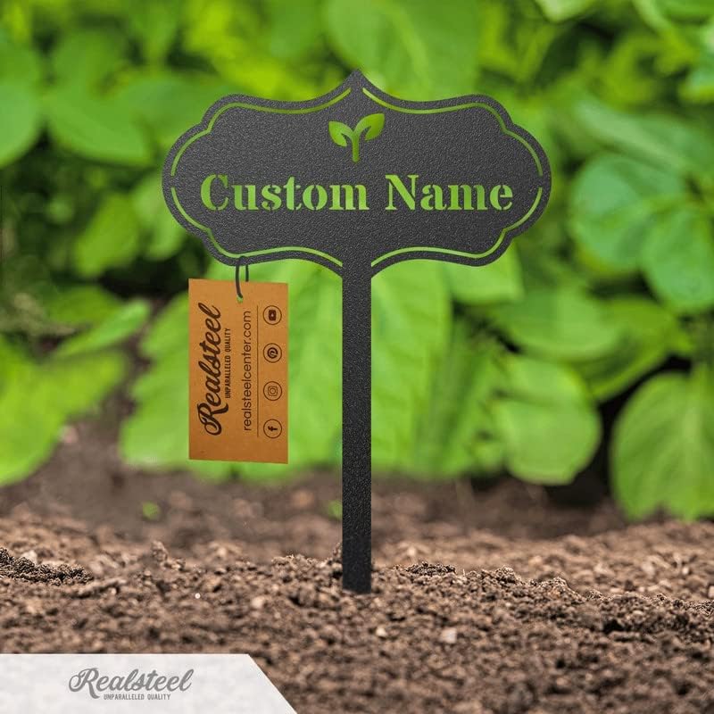 RealSteel – Customizable Seed & Plant Markers - Outdoor Herb Garden Stakes - Elegant Fruit/Vegetable Labels - Steel Plant Tags for Pots - Classy Design for Farmhouse/Greenhouse – Watering Can Icon