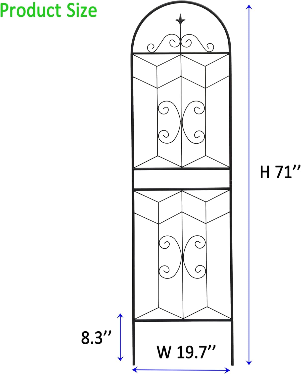Metal Garden Trellis Rustproof Trellis for Climbing Plants Outdoor Flower Support (Black-4 Pack, 71"x19.7")