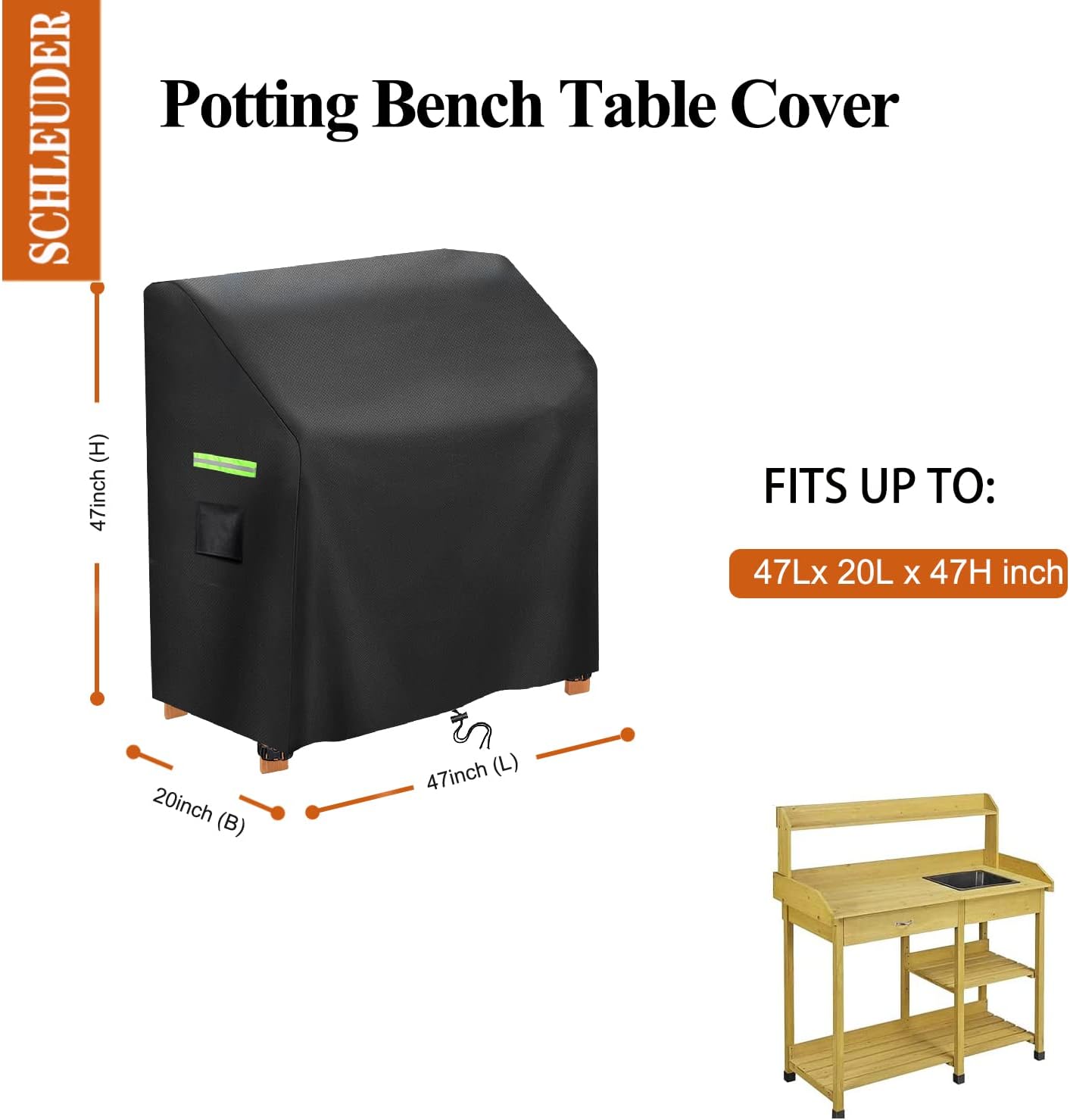 Outdoor Garden Potting Bench Table Cover,Garden Potting Bench Table Cover, Waterproof,UV Resistant (47" x 20" x 47")