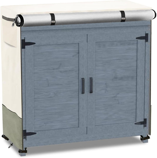 Outdoor Garden Potting Bench Table Cover with Split Zipper,Outdoor Storage Cabinet Cover,Heavy 600D Duty Waterproof Anti-UV All Weather Protection,39" x 19" x 36" -Beige