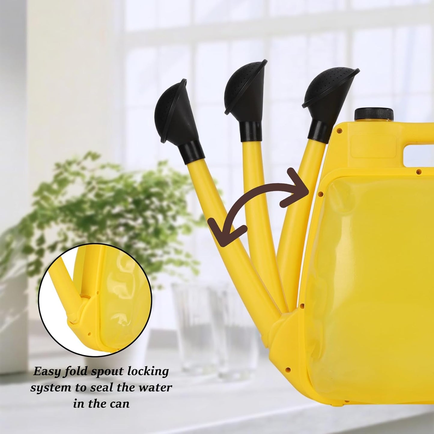 Watering Can 1.6Gal Transparent Plastic with Comfort Grip Handle for Indoor & Outdoor Plants (Yellow)