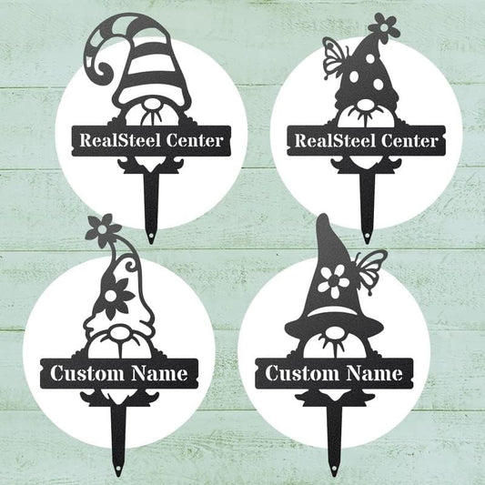 RealSteel Customizable Gnome Seed & Plant Markers – Durable Metal Garden Stakes for Herbs, Fruits & Vegetables – Weatherproof Tags for Farmhouse & Greenhouse Décor (Type 1, Large)