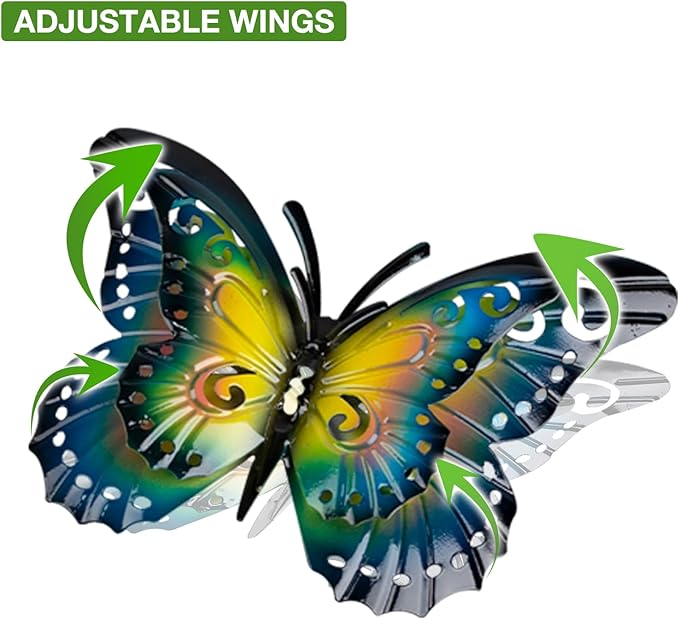 Metal Butterfly Wall Decor-6.5" Outdoor Fence Wall Art Decor Suitable for Garden Patio Balcony