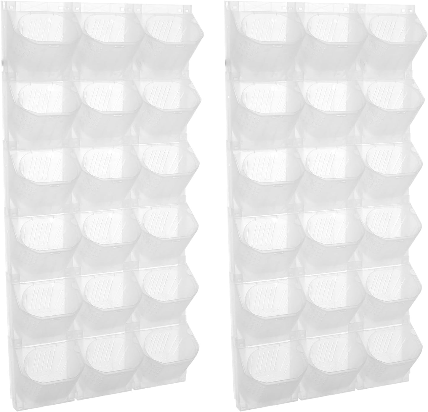 Eapmic Vertical Wall Planter with 36 Pots, Hanging Garden Plant Flowerpot Holder, Stackable Wall-Mounted Planter, Balcony Planters for Flowers Vegetables Fruits (White, 36 Pots)