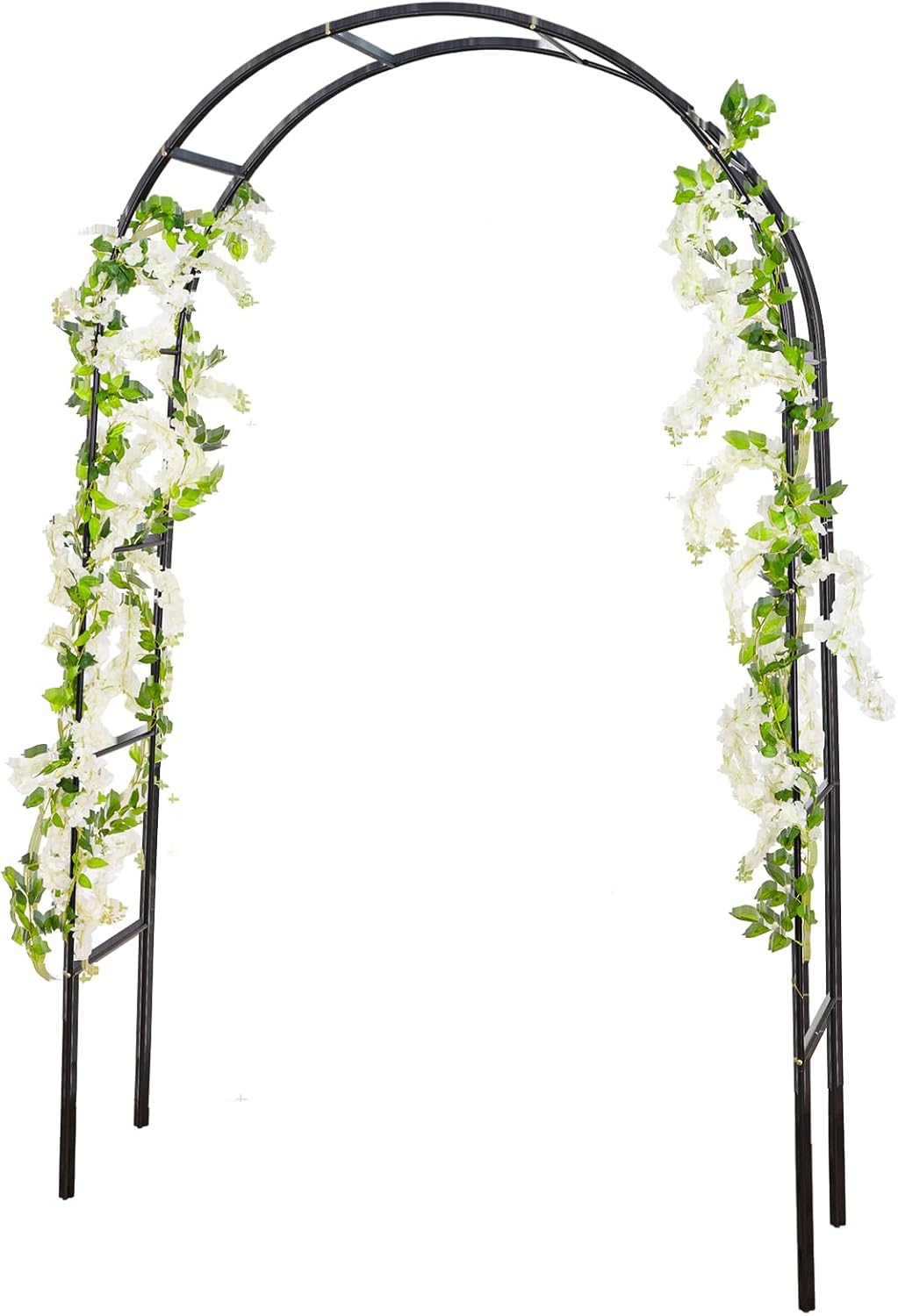 RUBFAC 94" Metal Garden Arch Trellis for Climbing Plants Outdoor, Garden Arbors and Arches, Wedding Arch Frame Archway for Balloons Pumpkin Vines Halloween Christmas Party Decoration, Black