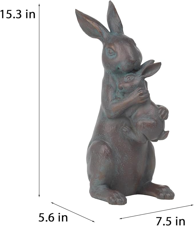 Braxio Bunny Decor Garden Outdoor Statues - Resin Standing Easter Bunny Decor for Outside Yard Decor Garden Statues Outdoor for Mothers Day Birthday Thanksgiving Copper 7.5×5.6×15.3 Inch