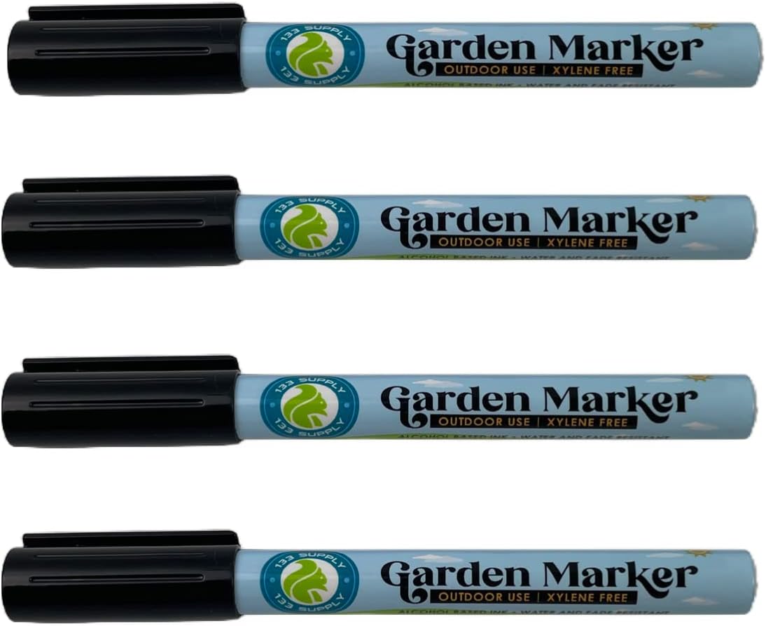 Permanent Black Markers - 4 Pack Garden Marker Pens (No Plant Tags) - 133 Supply