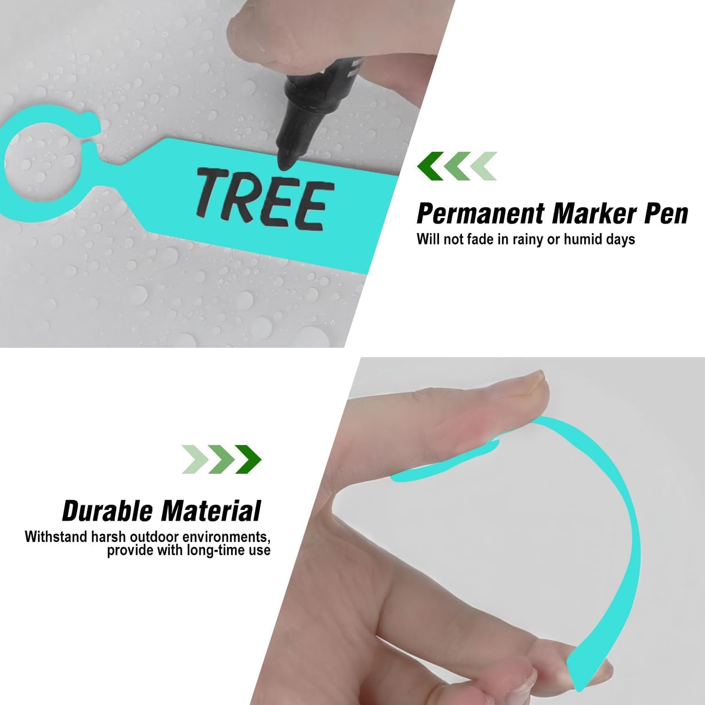 Plant Labels Yuanling 100Pcs Plastic Waterproof Plant Tree Tags Nursery Garden Markers for Indoor Outdoor Gardening Plants Vegetables Flowers Potted (Teal Color with 1 Marker Pen)