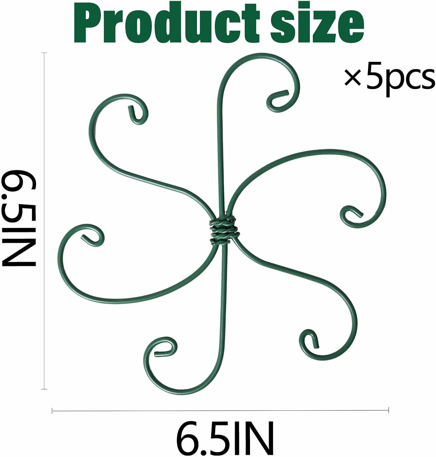 Monstera Plant Stem Support - 5 Pack 6.5"x6.5" Green Metal Stem Stabilizers, Adjustable Ring Clamps for Indoor Plants, Fishbone Cactus, Turtle Shell Bamboo & Climbing Vines