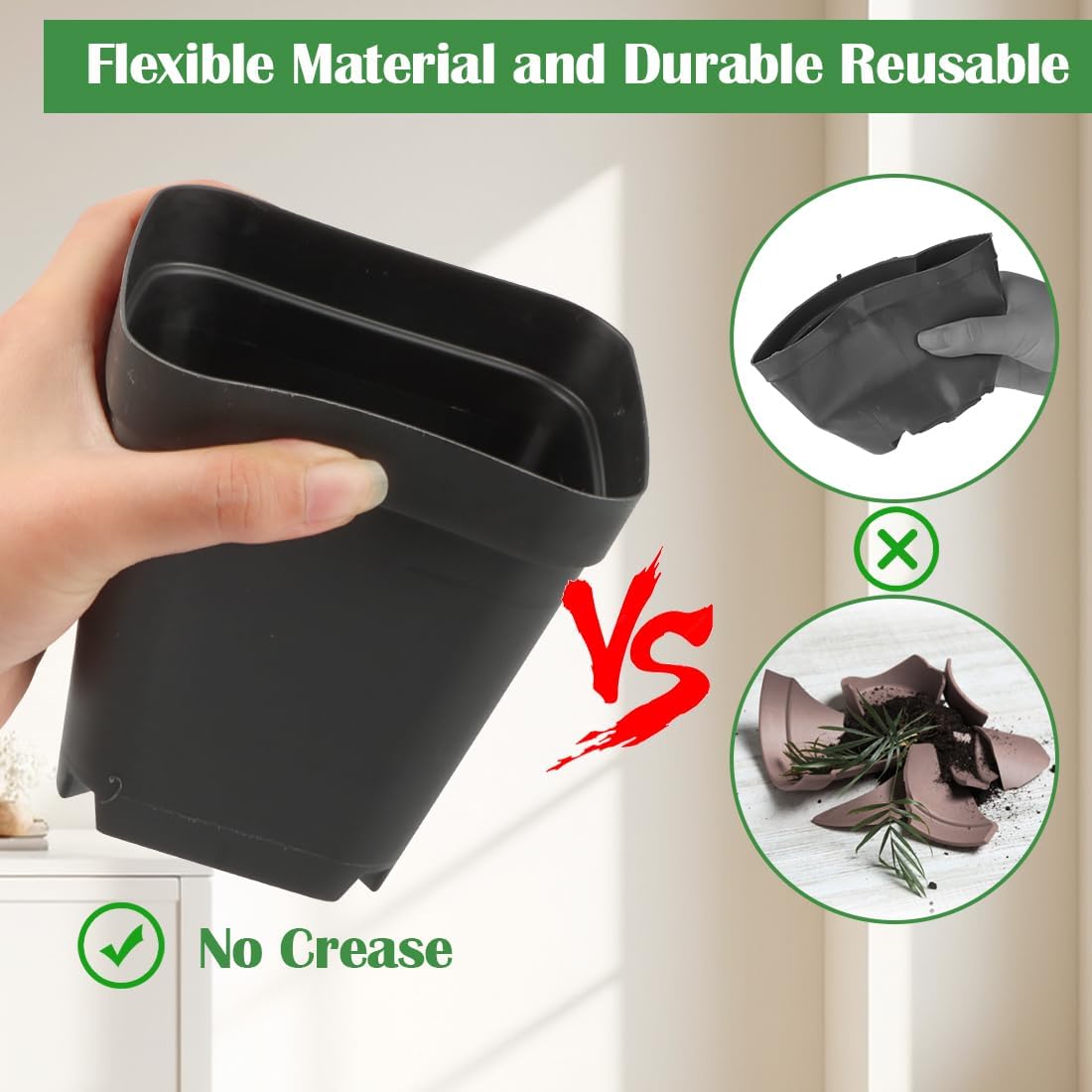 3.15 inch (8CM) Square Nursery Pots 100 pcs, Sturdy Seedlings Trays 5 Pcs, Seeds Starter Germination Tray, Microgreening Planter Nursery Propagation 5 Sets