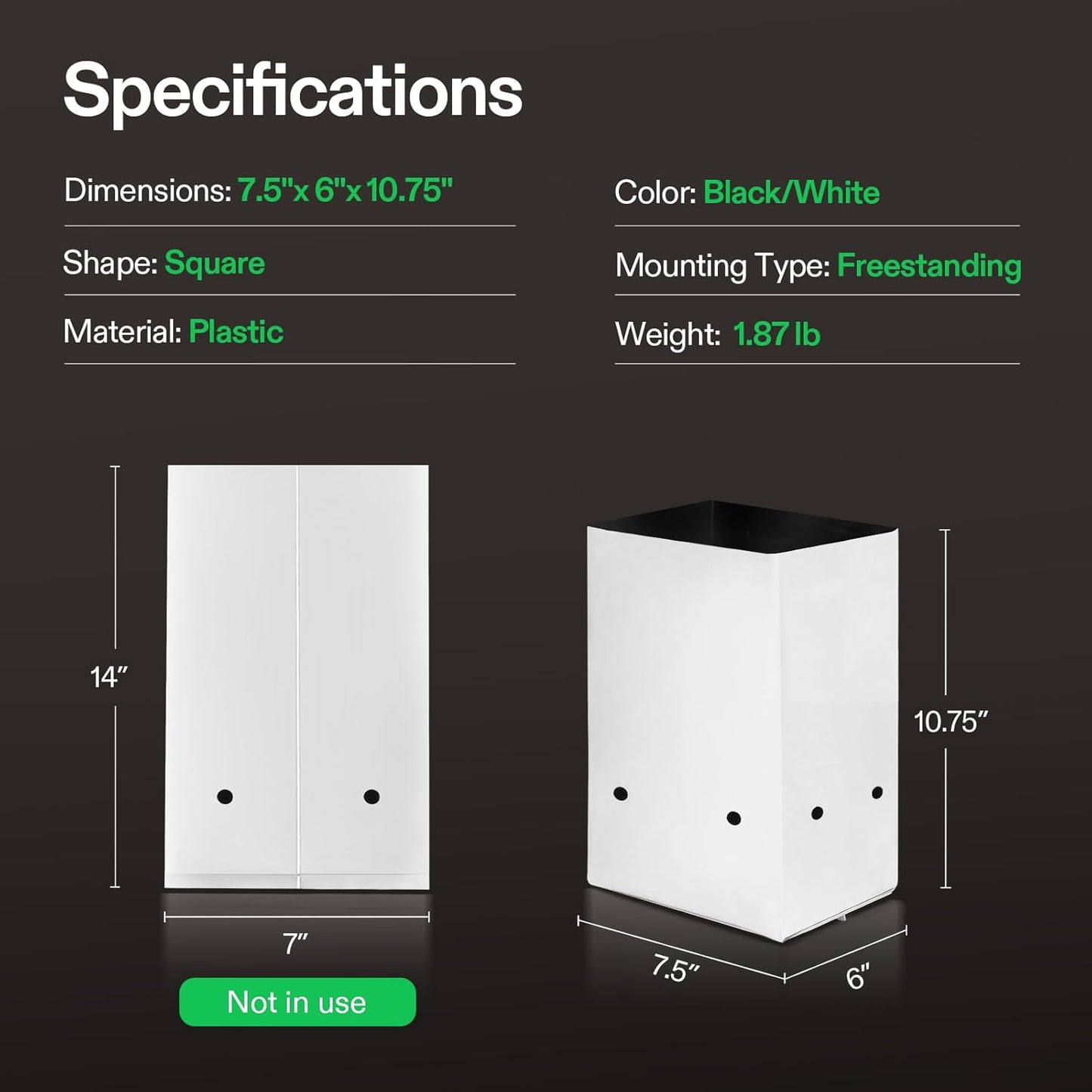 VIVOSUN 50-Pack 2 Gallon Grow Bags for Plants, Black-and-White Panda Film Containers Thick Plastic Bag for Potting Seedlings, and Rooting