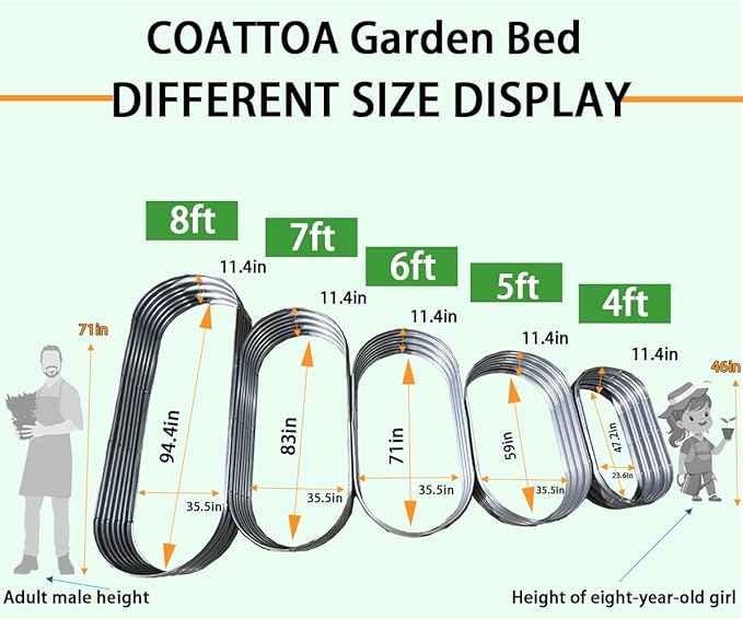 Raised Garden Bed, 2 Pcs 7×3×1ft Outdoor Galvanized Planter Boxes, Galvanized Garden Beds Outdoor with Metal Plant Stakes, Large Raised Garden Stock Tank, Garden Beds Outdoor for Vegetables