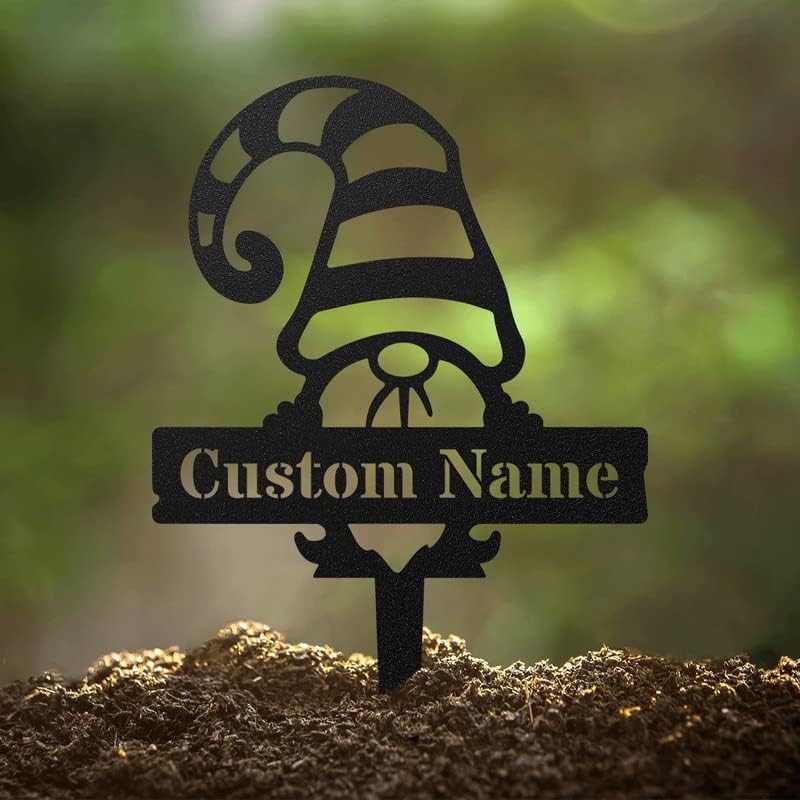 RealSteel Customizable Gnome Seed & Plant Markers – Durable Metal Garden Stakes for Herbs, Fruits & Vegetables – Weatherproof Tags for Farmhouse & Greenhouse Décor (Type 2, Small)