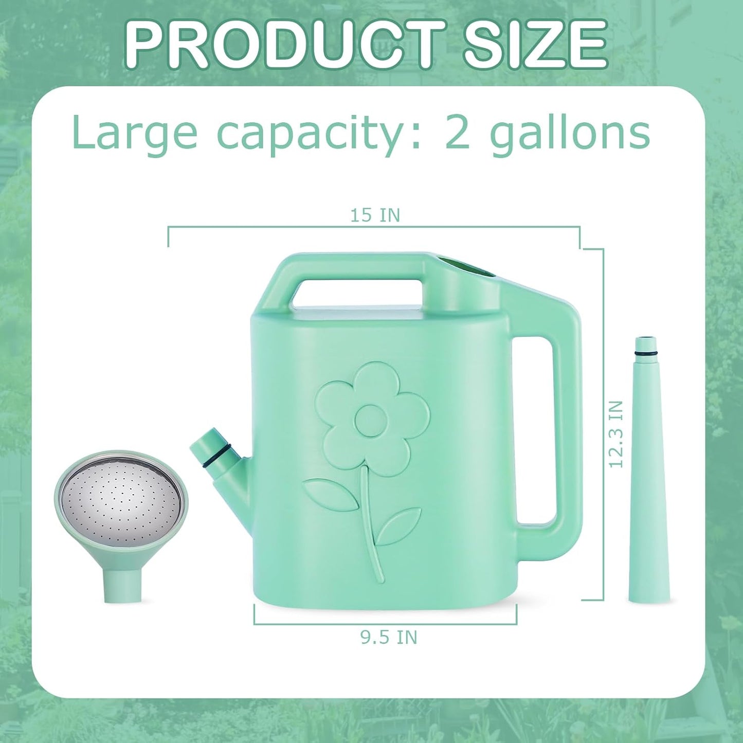 2 Gallon Watering Can for Indoor Plants, Garden Watering Cans for Outdoor Plant House Flower, Modern Plant Watering Can Large Long Spout with Sprinkler Head