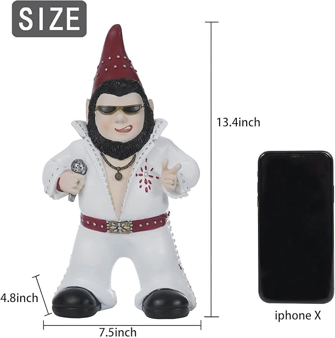 Large Singer Gnome Garden Statue Outdoor Resin Dwarf Figurine Decor Home Decoration Funny Sculpture for Patio Poch Yard Backyard Ornament Housewaiming Unique Gift