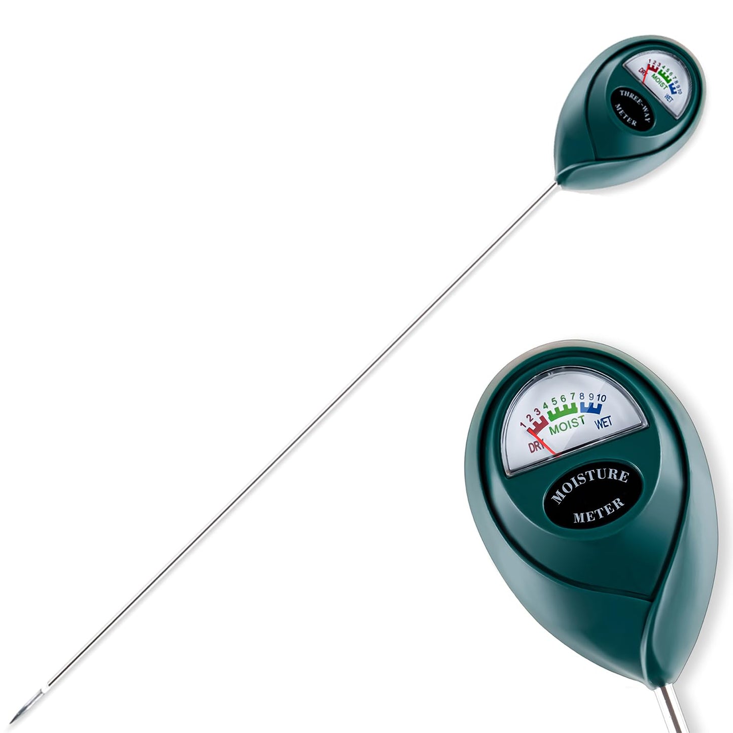 Tennedriv Green Long Probe Soil Moisture Meter for Outdoor Plants, Plant Water Meter for Outdoor Plants,Plant Moisture Meter for Indoor Plants and Outdoor Plants, No Batteries Required