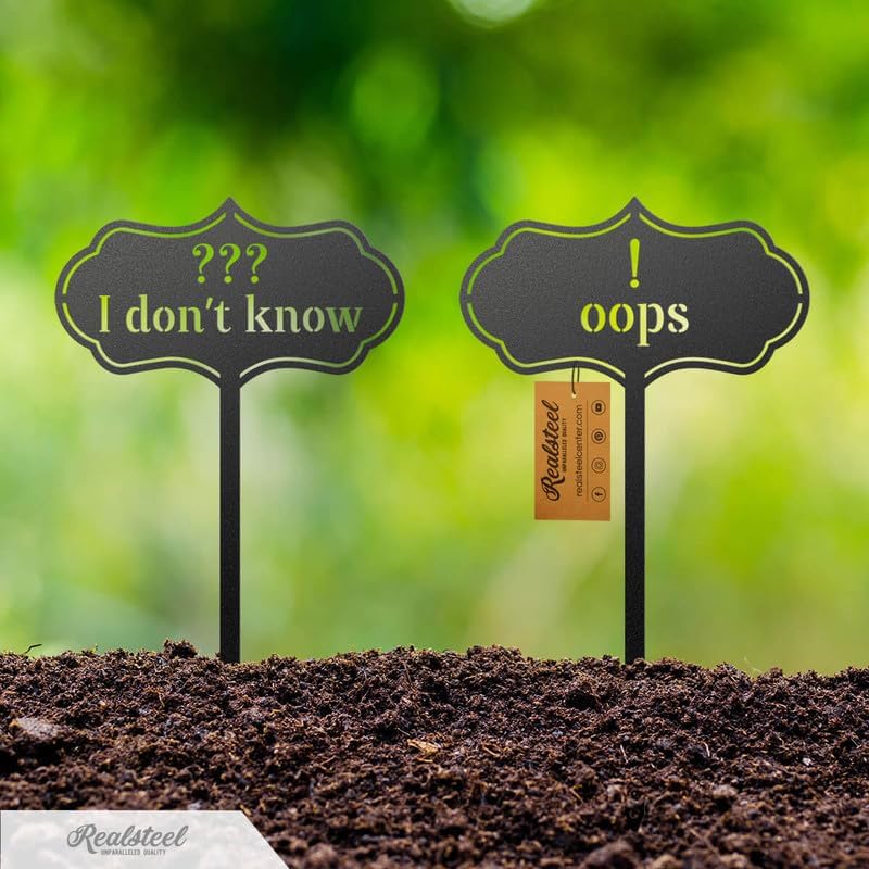 RealSteel - Seed & Plant Markers - Indoor/Outdoor Herb Garden Stakes - Elegant Fruit/Vegetable Seed Labels - Durable Plant Tags for Pots - Classy Design for Farmhouse/Greenhouse (Broccoli)