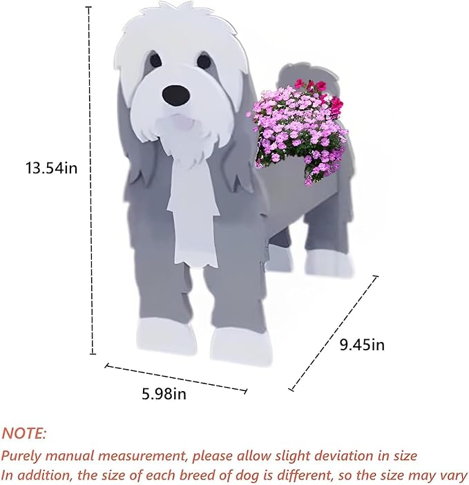 Baba Collie Dog Planter Plant Pots,Cute Garden Dog Flower Planter,Dog Planters Birthday Gifts for Women,Office,Indoor/Outdoor Decor（9.45in*5.98 * 13.54in）