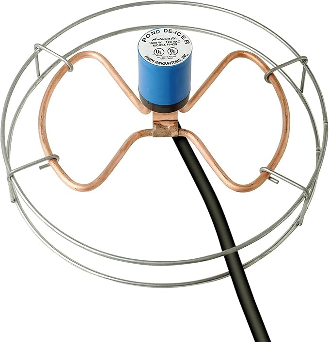 Farm Innovators 1500 Watt Cast Aluminum Submergible Water Tank Deicer, with Self Regulating Thermostat and Anti Chew Cord Protector, 2 Pack