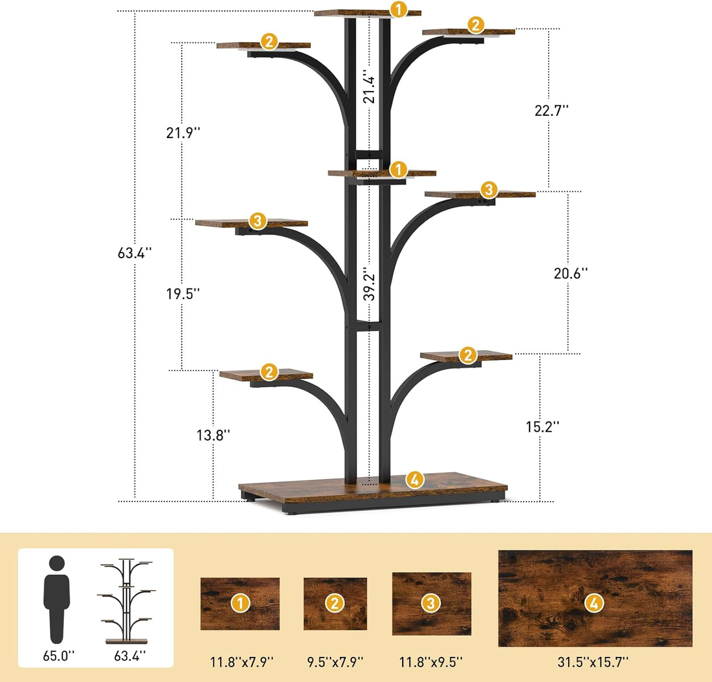 XCSOURCE Plant Stand Indoor with Grow Light, 9-Tiered Plant Shelf Display Rack Holder, Flower Stand for Multiple Plants, Living Room, Garden, Patio