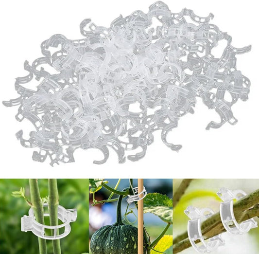 300 PCS Secured Plastic Plant Clip, Plant Support Clips, Garden Clips for Climbing Plants, Plastic Trellis Clips Plant Support Clips Tomato Grape Vine Vegetables Plant Fixing Clips (300, White)