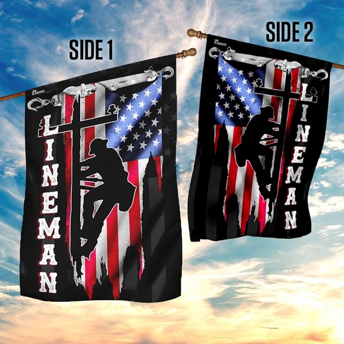 Flags-Lineman Flag MLH896F, Garden Flag (11.5" x 17.5")-USA House Garden Flags Premium Polyester-Decorative Outdoor Flags