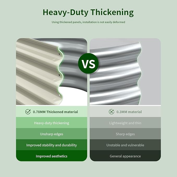 Enyu&You 8x2x1.5ft Galvanized Raised Garden Bed kit,Outdoor Oval Metal Planter Box for Planting Vegetables, Flowers,Fruits-White