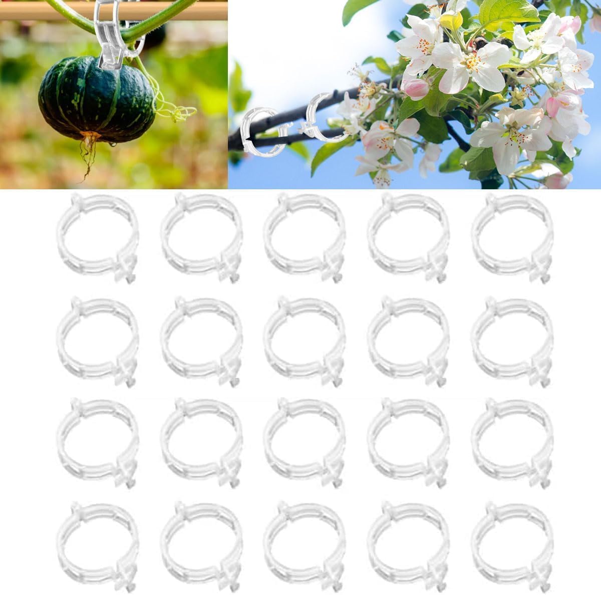 Plant Support Clips Reusable Garden Clips, Secured Plastic Plant Clips, Tomato Support Clips for String Trellis for Climbing Plants Outdoor Indoor Plant Flowers Stem Vine Fixing Clips (300, White)