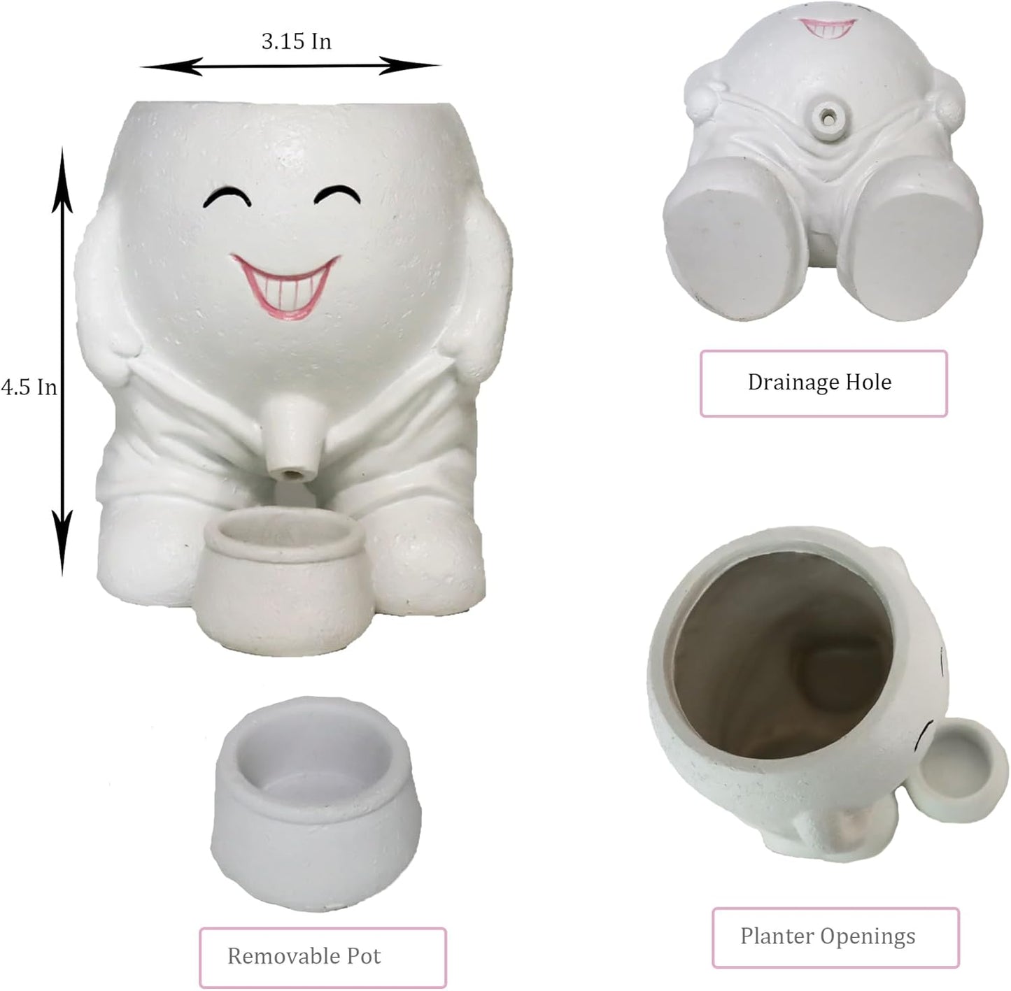 Head Planters Face Vase Cactus Pots for Indoor Outdoor Décor, Unique Plant Pot Fun Live Plants Planter Cute Succulent Pots, Gifts for Plant Lovers