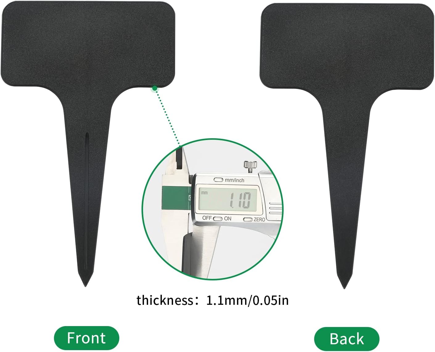 KINGLAKE 100 Pcs Waterproof Thick Plastic Black Plant Tags T Type Nursery Garden Labels