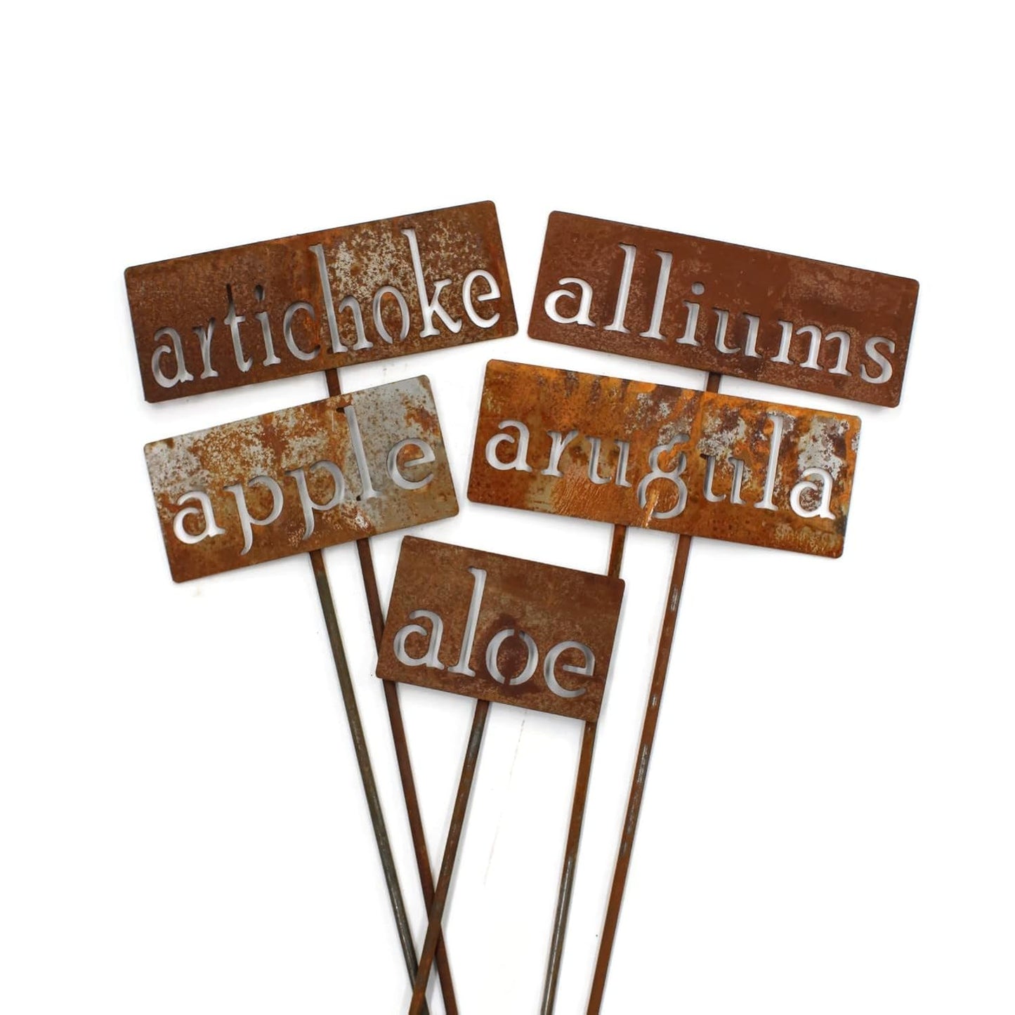 Classic Metal Garden Markers 19 Inches Tall (alliums, Naturally Rusted)