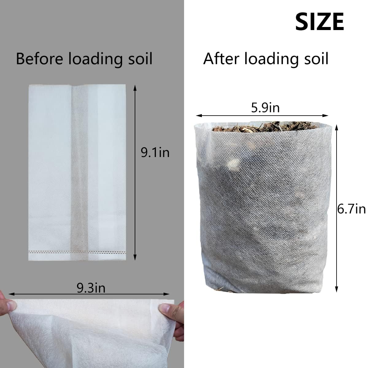 Belit 50 Pcs Non-Woven Plant Nursery Bags, Seedling Pots Container for Vegetable, Flower, Plant Grow (9.1"x9.3")