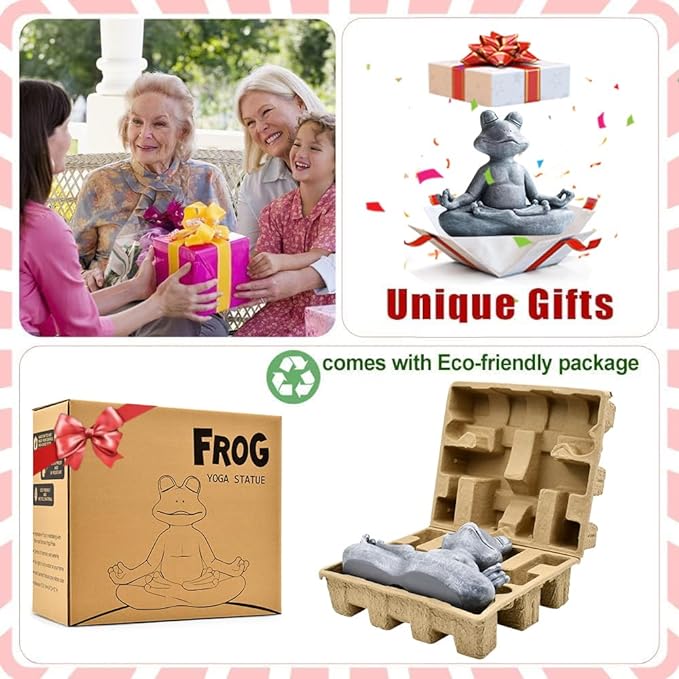 Goodeco 12.5" L×10" H Meditating Yoga Frog Statue - Gifts for Women/Mom, Zen Garden Frog Figurines for Home and Garden Decor, Frog Decorations Gift Ideas, Frog Gifts for Women