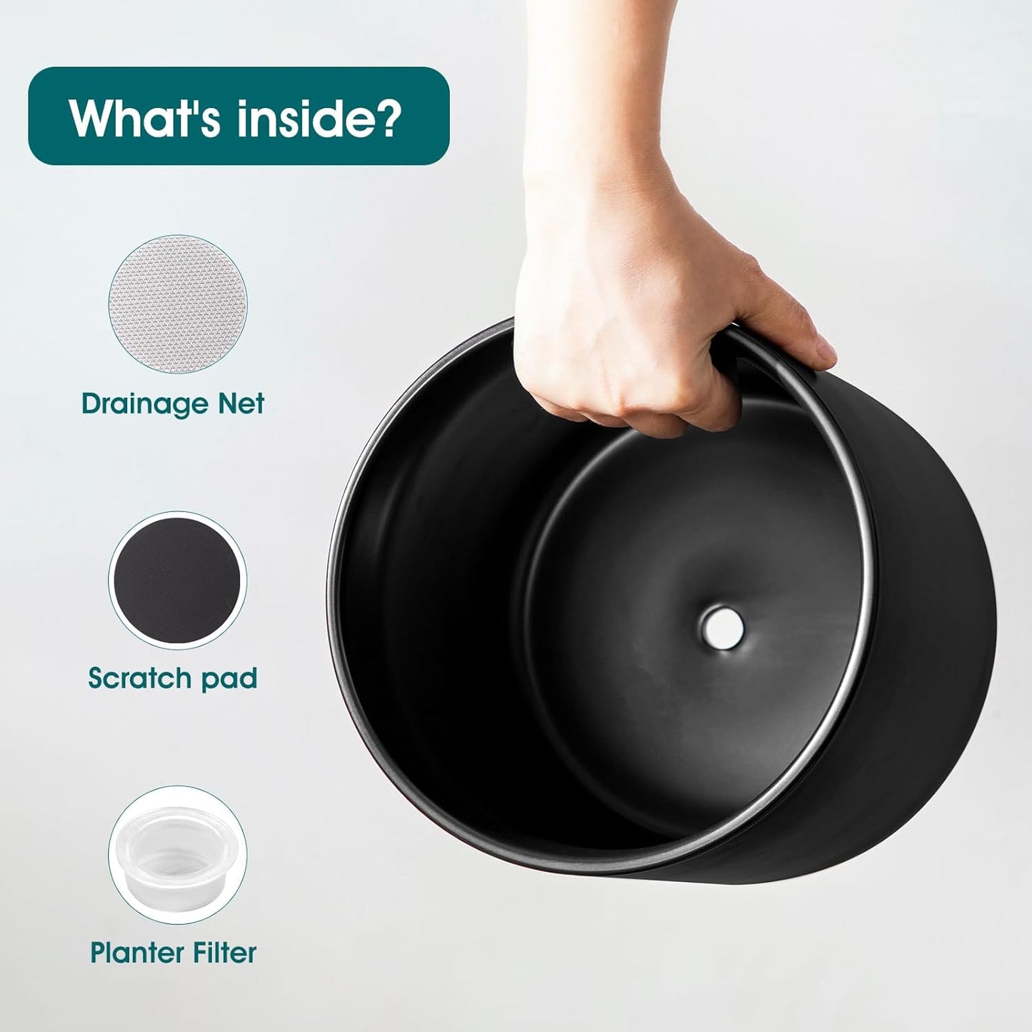 vancasso 6"+8"+10" Ceramic Pot for Plants, Large Outdoor Indoor Planter Pots with Drainage Holes, Set of 3, Black