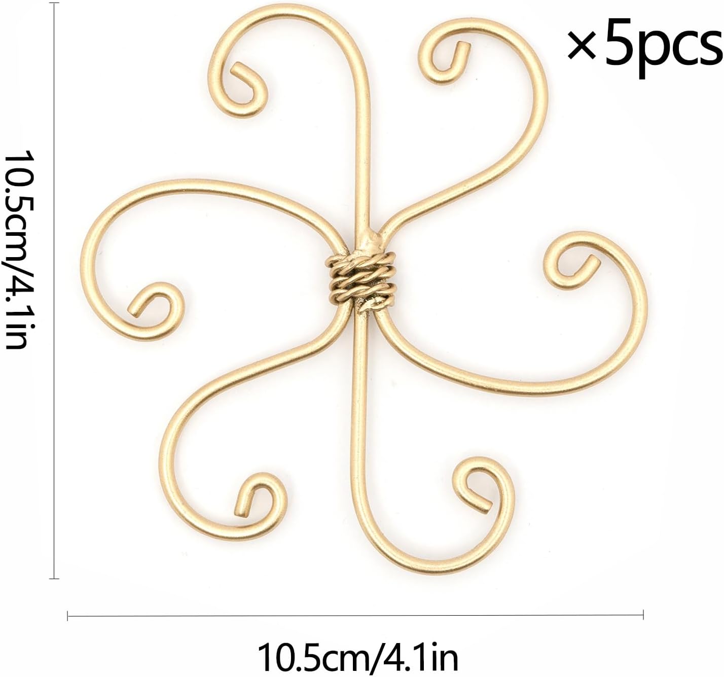 5PCS Plant Stem Support - Durable 5pcs Iron Grapple Holder for Monstera & Climbing Plants, Unique Design for Optimal Growth, Bamboo Clamp Set for Leaf Stabilization and Support (Gold)