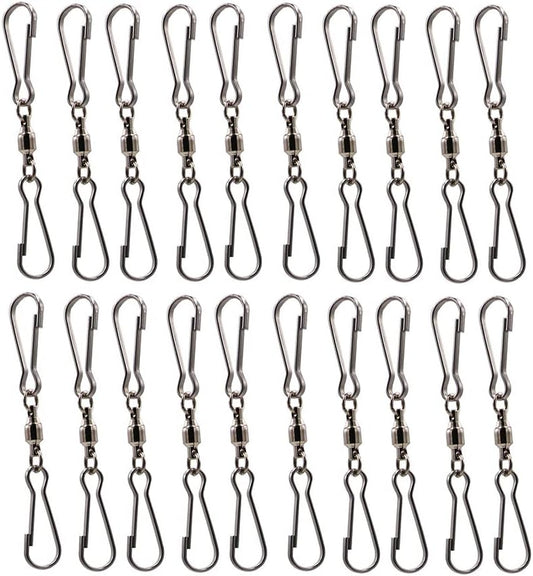 LGEGE 20PCS Smooth Spinning Dual Clip Swivels Wind Spinner Hangers Spiral Tails Twisters Wind Socks, for spinning windsocks and any kites, flower pots, plants, bird feeders, solar lights, flags