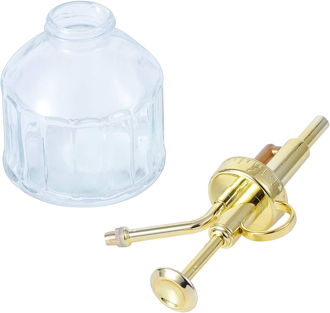 Glass Plant Mister Spray Bottle, Succulent Watering Bottle with Golden Top Pump, Vintage Plant Spritzer, Decorative Water Sprayer Small Watering Can for Indoor Outdoor Houseplant - Clear