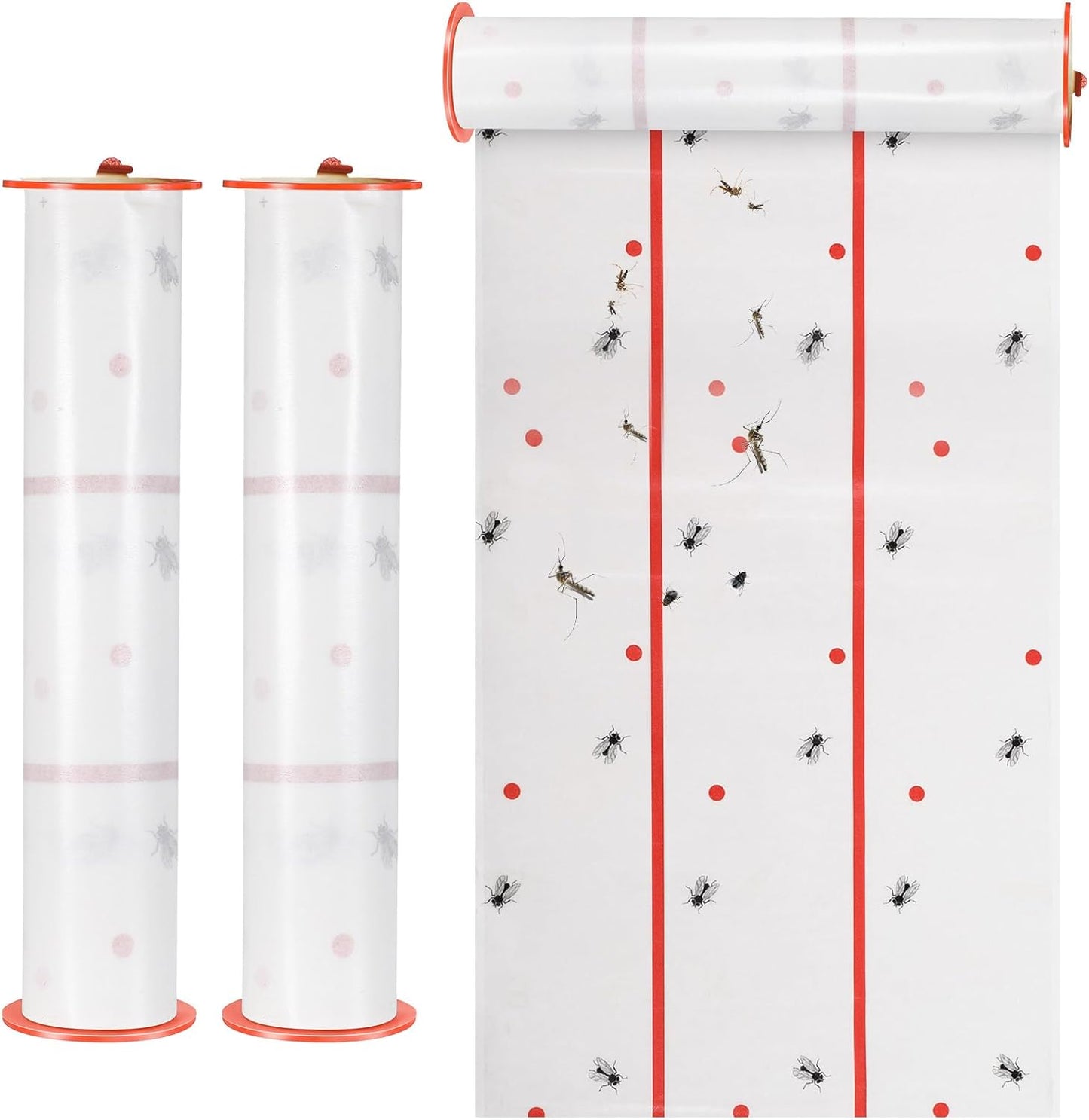 Qualirey Giant Sticky Fly Traps,30 Feet Fly Strips for Indoor Outdoor Hanging Flying Tapes Non Toxic Ribbon Fruit Gnat Killer for Mosquito Plants House Horse Stable (White,2 Pcs)