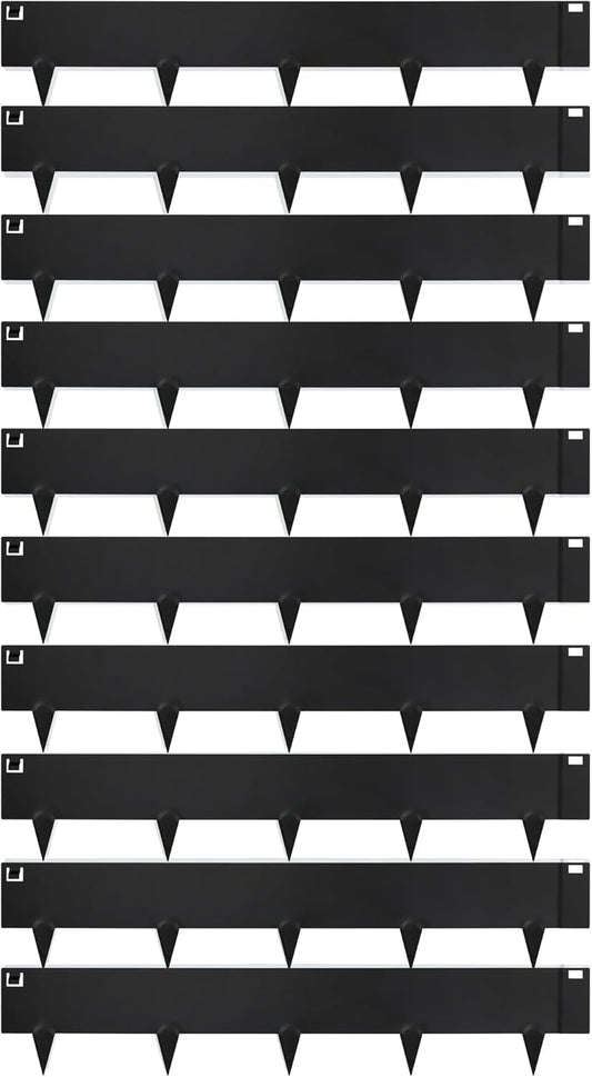 Worth Garden 10-Pack (34Ft Total) Galvanized Steel Landscape Lawn Edging - 8 in. H Bendable Metal Strips - Hammer-in 18-Gauge Flexible Black Edging Border - Yard Pathway Divider - Buckle Connection