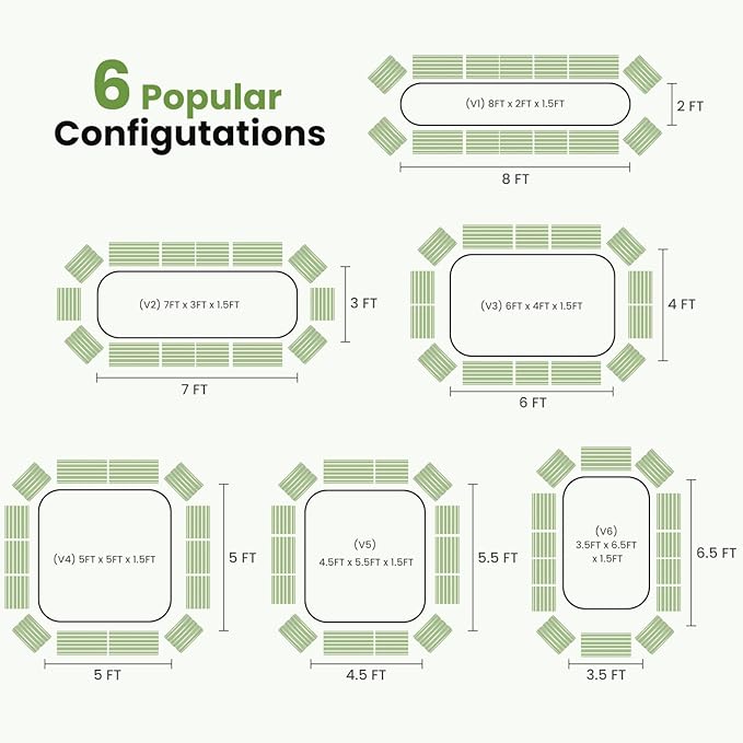 Oval 8x2x1.5 FT Galvanized Raised Garden Bed Kit, 31 in 1 Large Metal Planter Box for Outdoor Gardening, 18” Garden Bed for Vegetables Flower Herb(Sage Green)