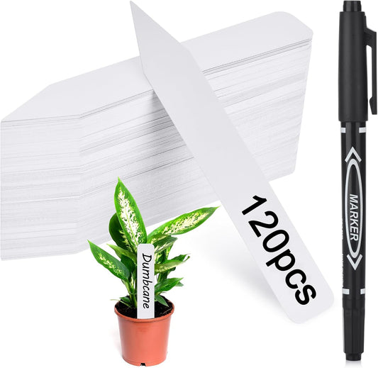 Plant Labels 120PCS, Darfukei Outdoor Waterproof Garden Markers, Plastic Nursery Seed Plant Tags with Bonus a Permanent Marking Pen, Gardening Gifts for Women Men…