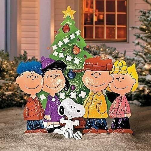 Peanuts Christmas Yard Art Hammered Metal Outdoor Decor (36'' Around The Tree)