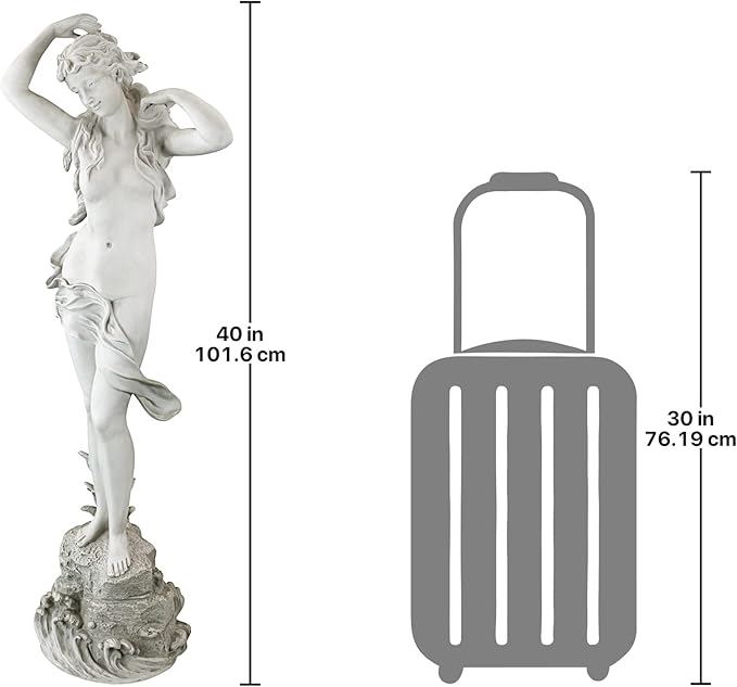 Design Toscano Spring Awakening Classic Woman Garden Statue, 14 inches wide, 40 inches tall, Cast Stone Resin, Antique Stone Finish