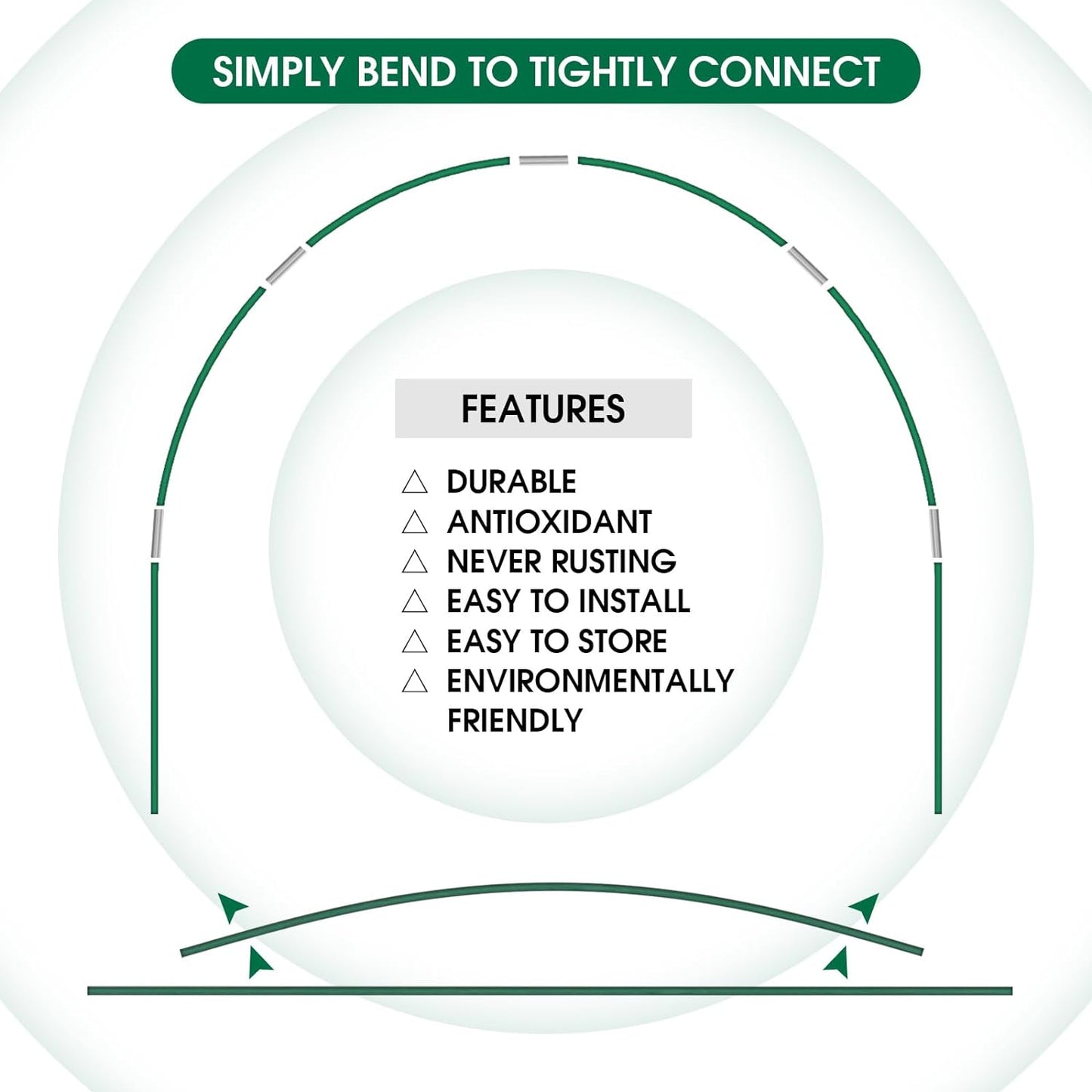 72Pcs Garden Hoops for Raised Beds, 12 Sets of 8Ft Greenhouse Hoops Grow Tunnel, Rust-Free Fiberglass Garden Hoops Frame, DIY Plant Support Garden Stakes for Netting Row Cover Shade Cloth