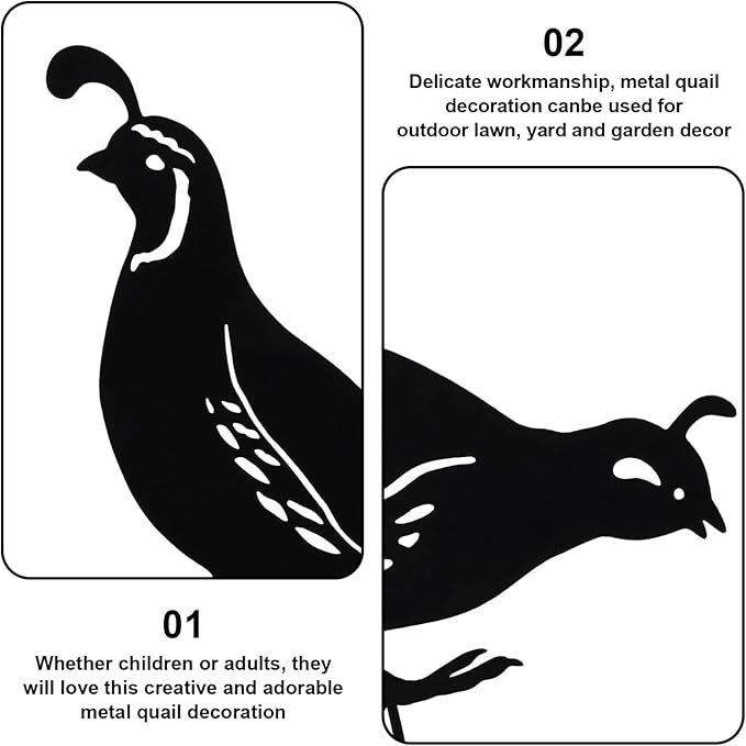 NUOBESTY 4pcs Metal Quail Garden Decorative Statues Standing Metal Quail Lawn Sculptures Ornaments Metal Quail Art Sculptures for Yard Garden Lawn Decor Animal Outdoor Decorations