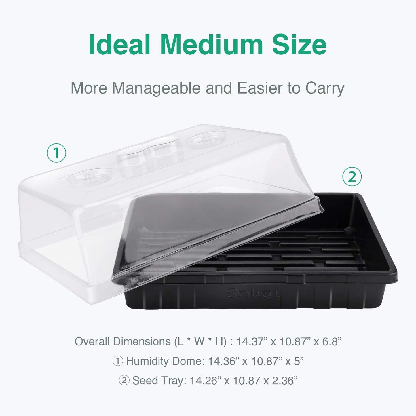 [Thick Plastic] 3-Set Strong Seed Starter Trays with 5" Humidity Domes for Seed Starting, Germination, Seedling Propagation & Plant Growing, Holds 144 Cells in Total