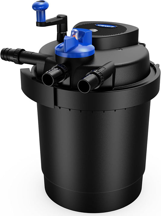 Pressure Biological Pond Filter,1580 GPH Pond Filter with 15W Light,6000L Bio Pressurized Pond Filter for Outdoor Pond Koi Fish Garden Pond Pool